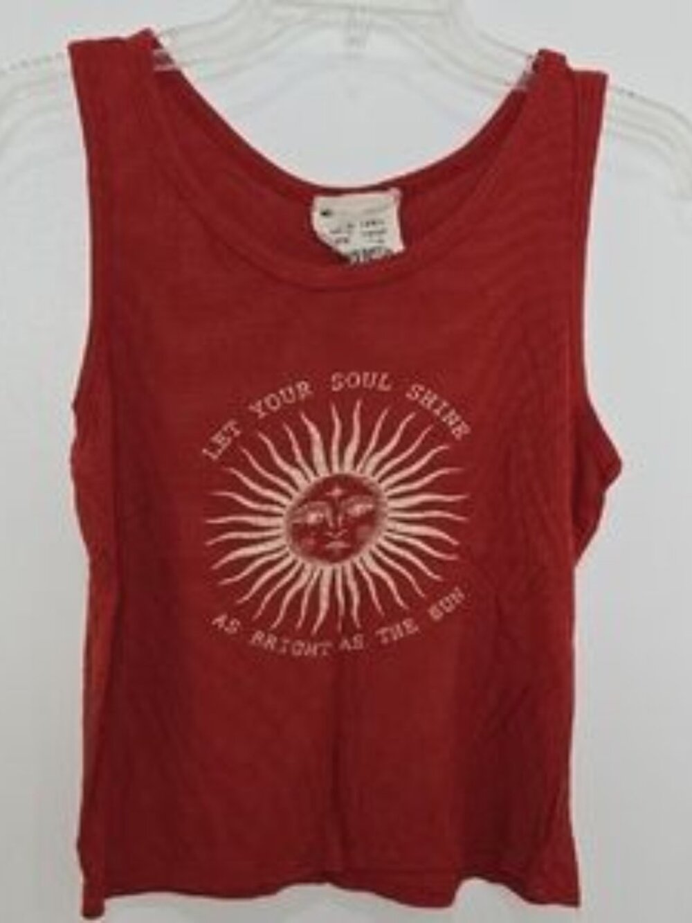 French Pastry Rusty Orange Sun Graphic Tank Top Wonen's Size L